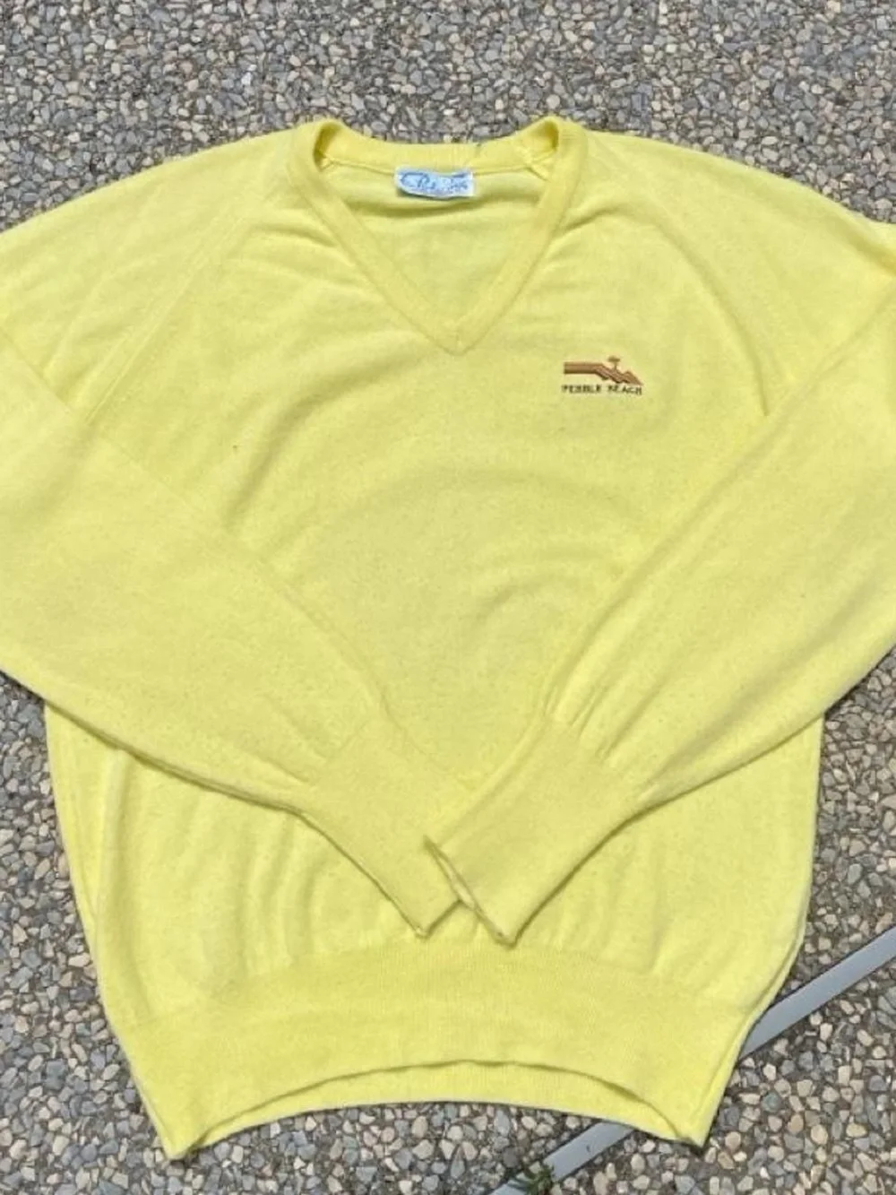 Pebble Beach Men’s Pebble Beach V-Neck Sweater in Yellow with Embroidered Logo